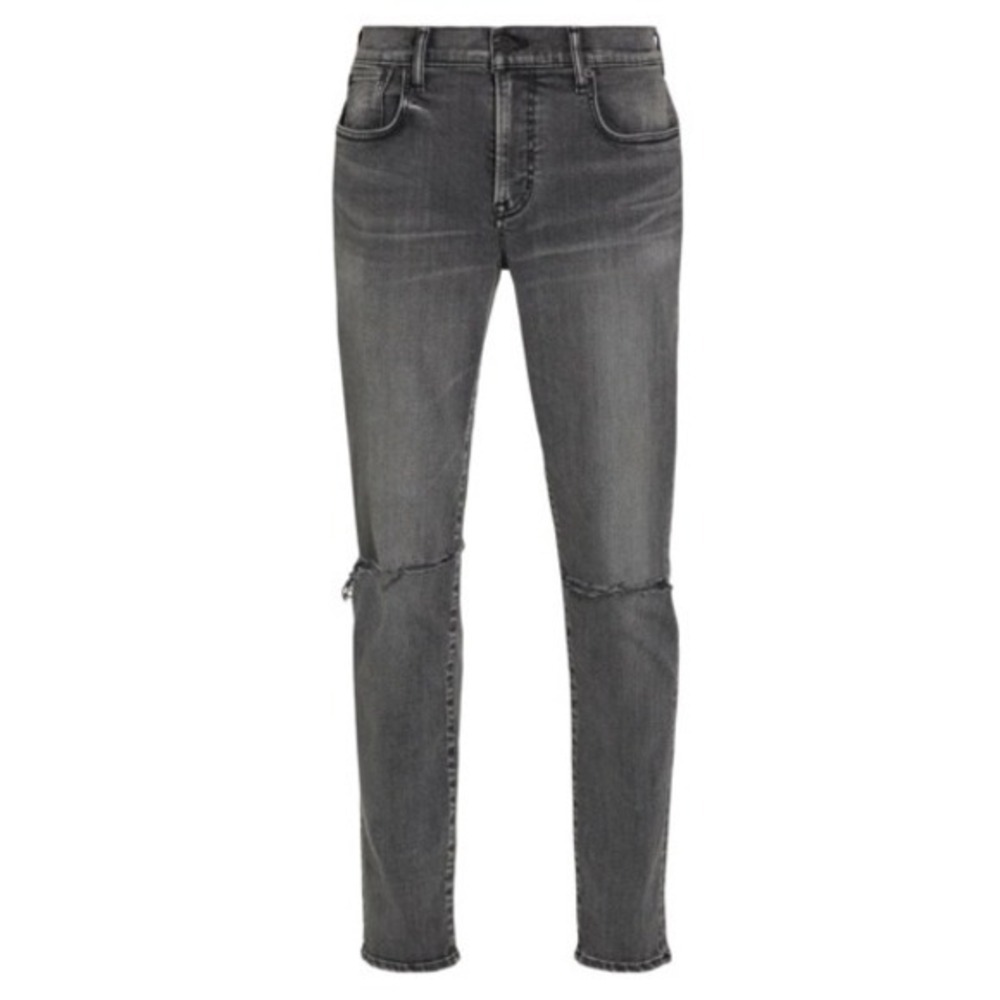 Moussy Vintage MV Mebane Skinny Jeans Men 30x30 Black Japan Distressed Knee Slit